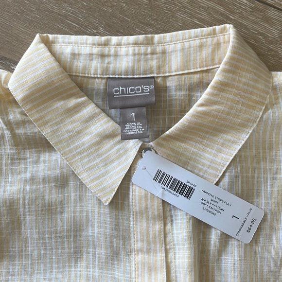 Chico’s yarn dye, soft play shirt 3/4 sleeve ChicosSize 1 (M / 8P) - Picture 2 of 4